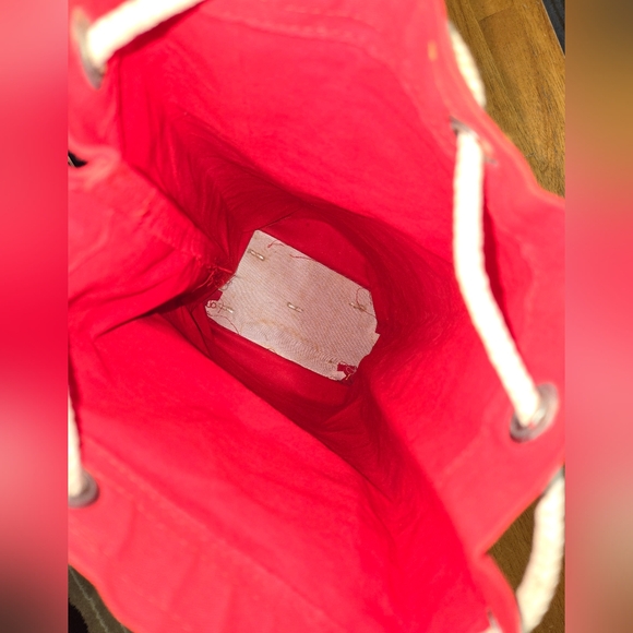 Vintage Japanese Red Canvas Drawstring Tote Bag - Picture 9 of 12